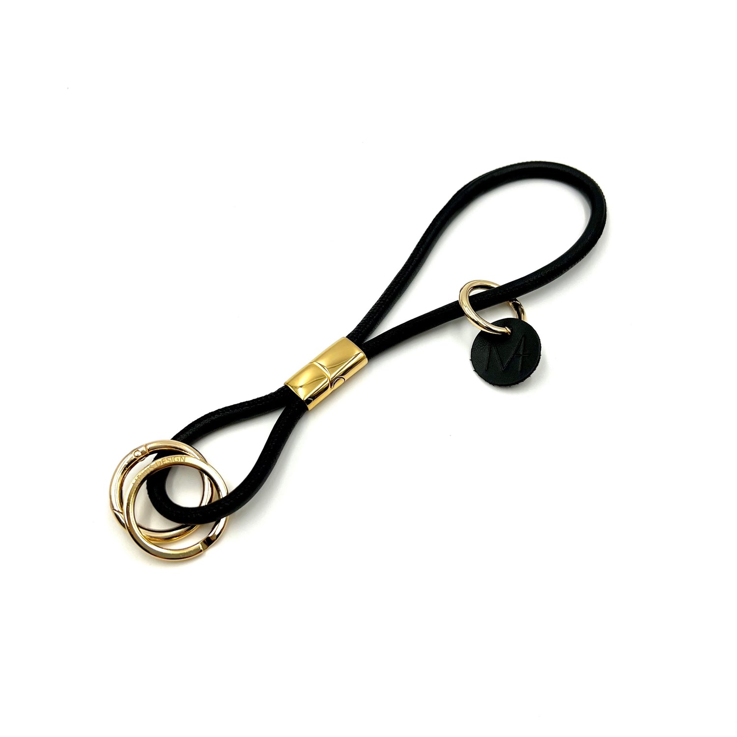 Key Bracelet Schlüsselanhänger Leder teilbar Armband Trageschlaufe Autoschlüssel Schlüssel Accessoire Schwarz Gold